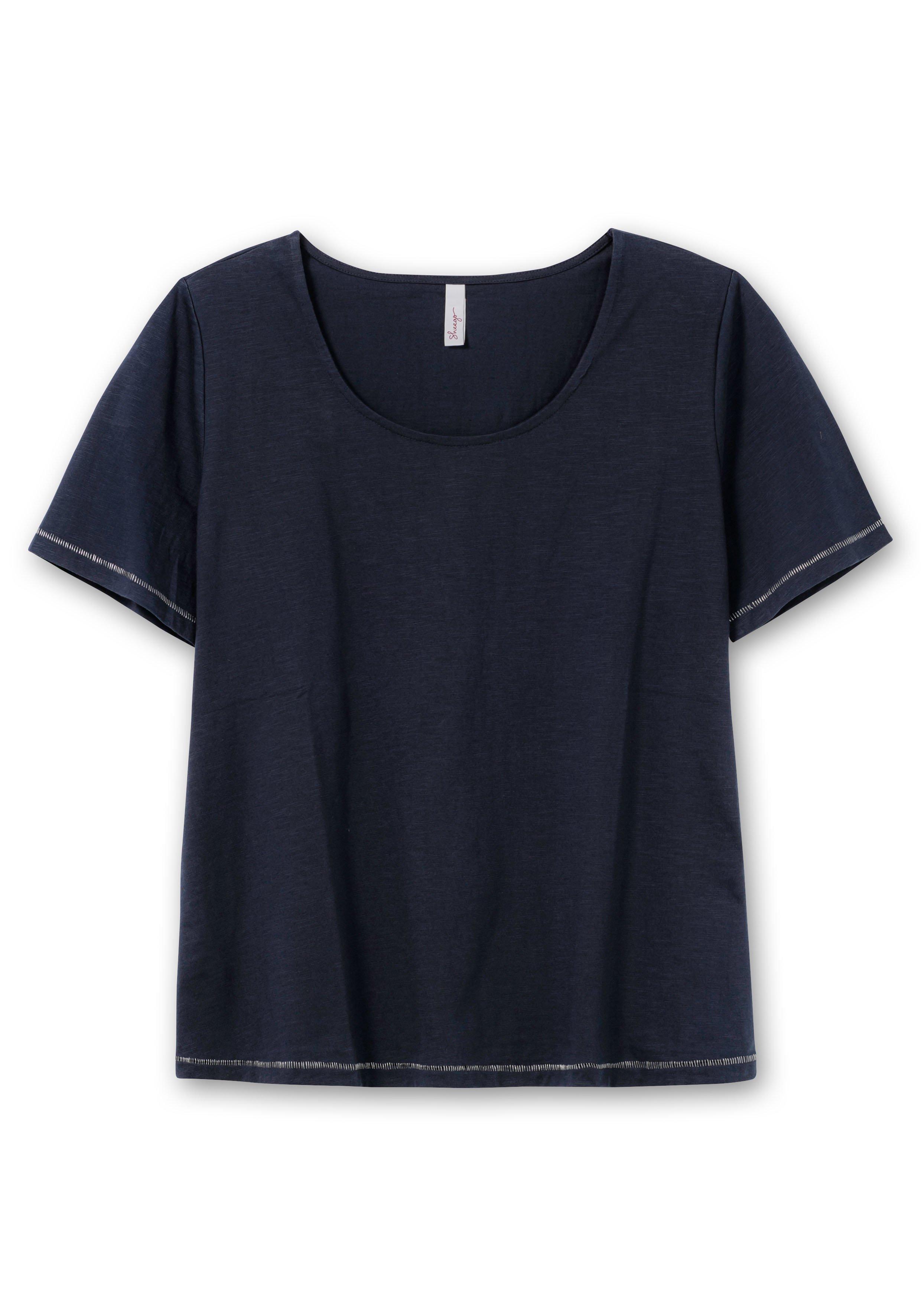 Schulter Shirt mit sheego Print | - hinten auf der nachtblau