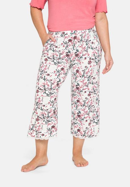 Schlafanzughose in 3/4-Länge, mit Blumendruck - offwhite bedruckt - 40