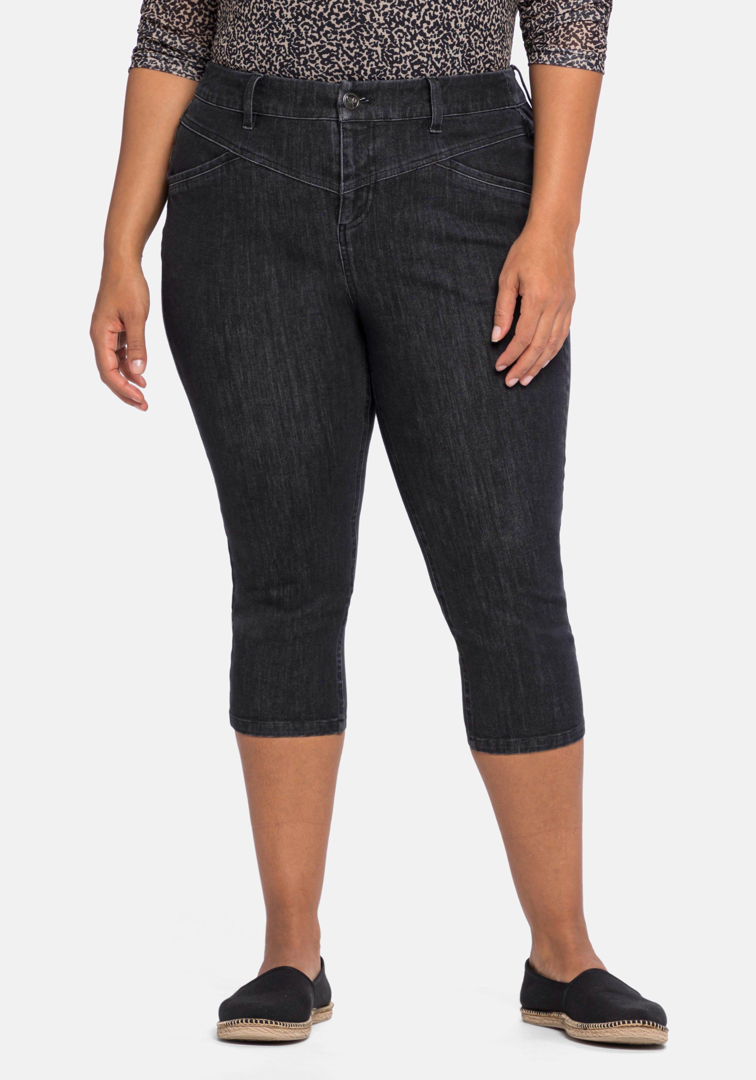 sheego Caprijeans in Bodyforming-Qualität - black Denim sheego