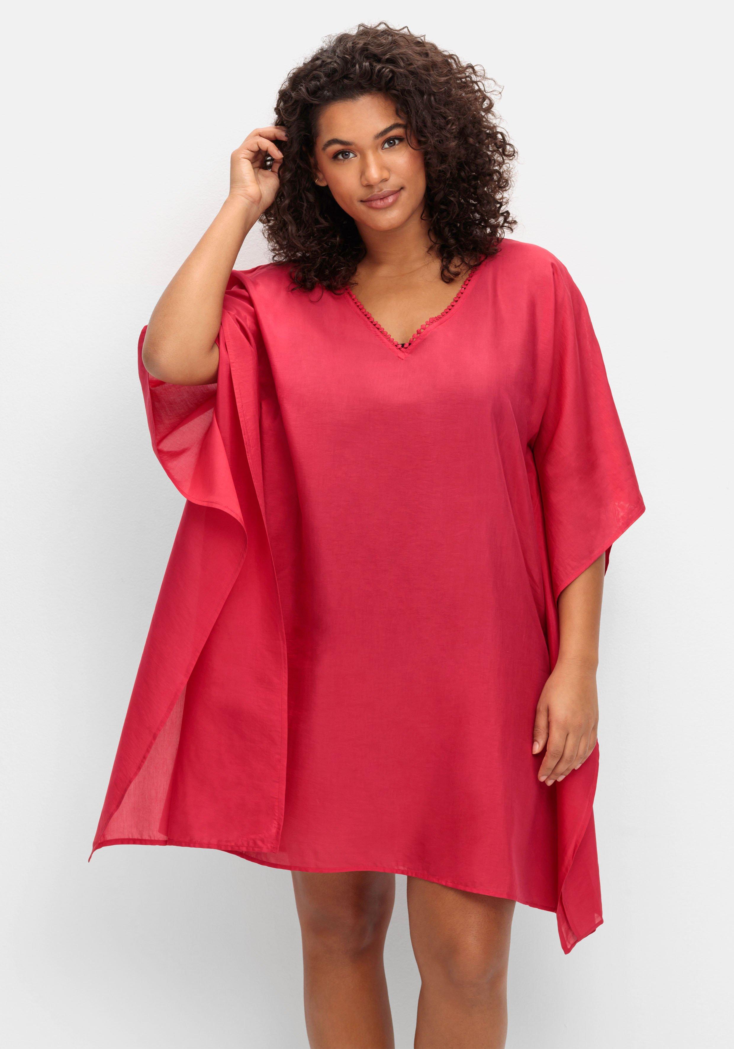 sheego Strandtunika im Poncho-Schnitt, leicht transparent - magenta sheego