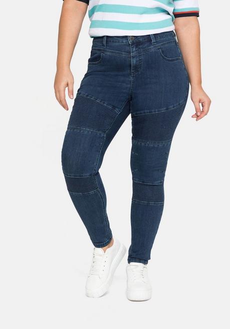 Skinny Jeans im Biker-Stil, aus Powerstretch - dark blue Denim - 40