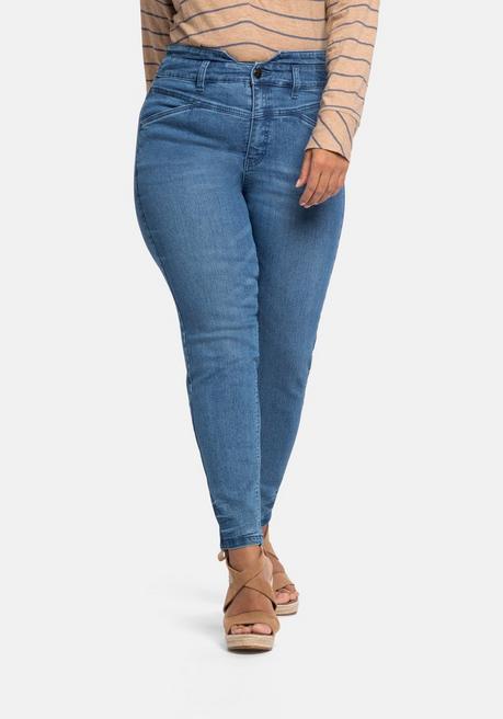 Jeans in Ankle-Länge, mit High-Waist-Bund - blue used Denim - 40