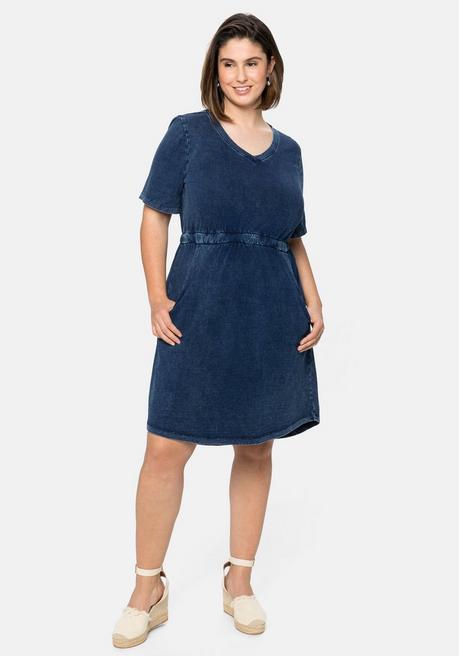 Jerseykleid in Denim-Optik, mit Taillennaht - dark blue Denim - 40