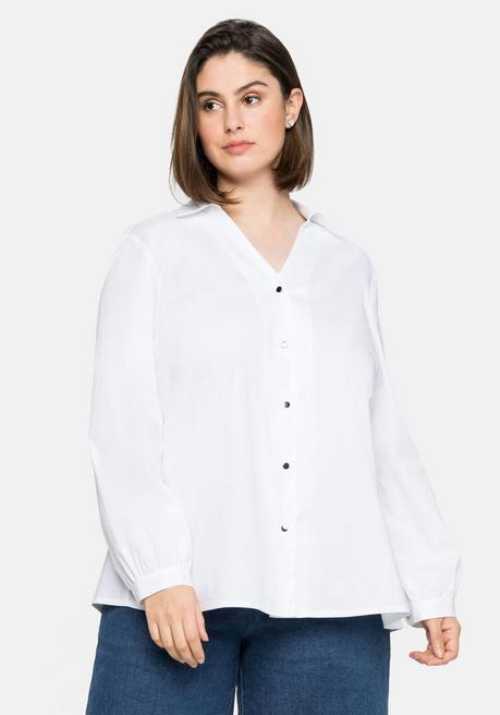 Bluse aus Popeline, mit dekorativen Falten hinten - weiß - 40
