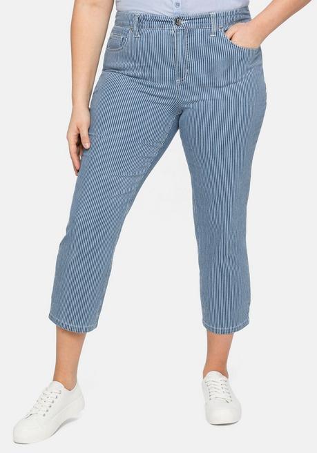 7/8-Jeans mit Allover-Streifen, in 5-Pocket-Form - blue Denim - 40
