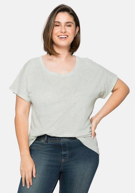 Shirt mit Ausbrennermuster, leicht transparent - blassaqua - 40/42