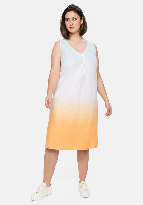 Ärmelloses Shirtkleid in Batik-Optik, in A-Linie - weiß bedruckt - 40