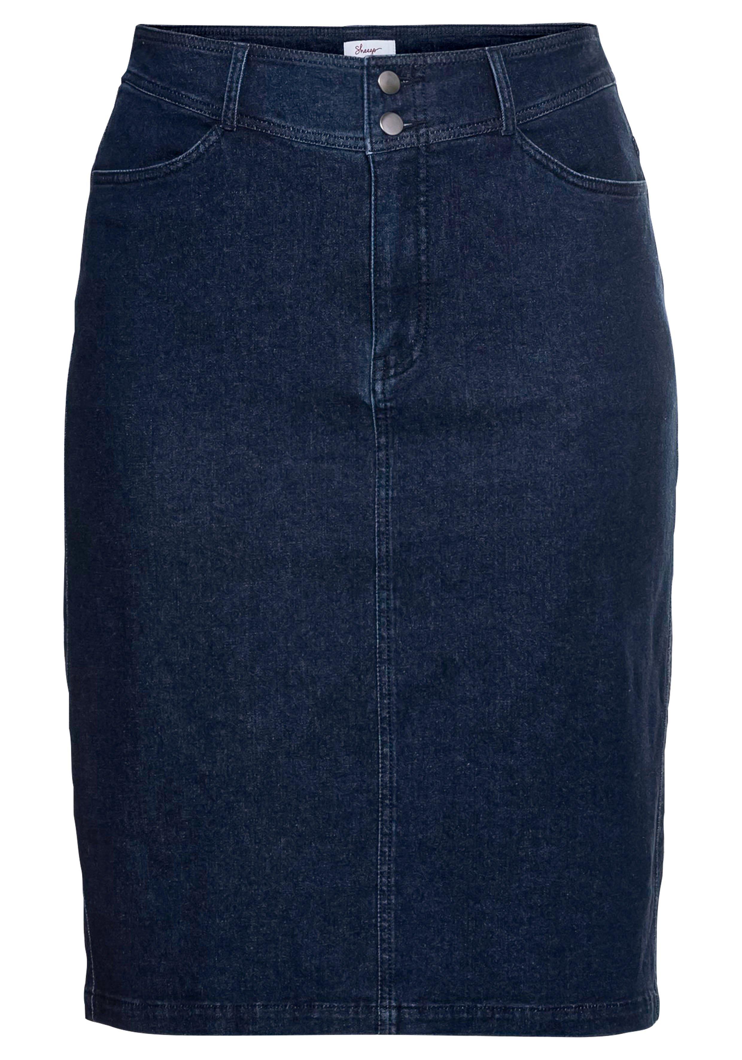 Jeansrock mit breitem Bund blue hinten Denim sheego - und | Schlitz dark