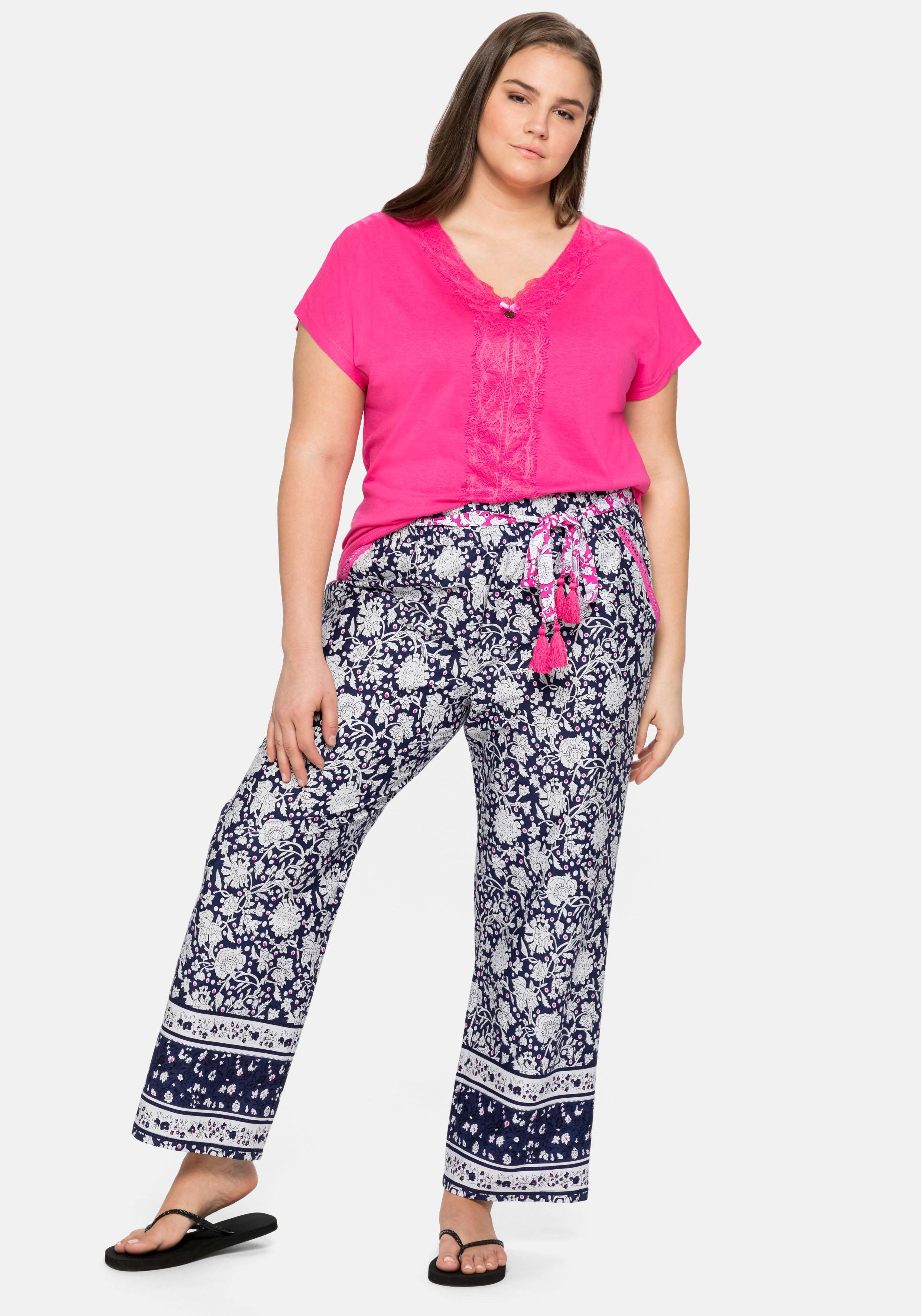 Lounge-Shirt | Oversized-Form femininen - Details pink sheego mit in