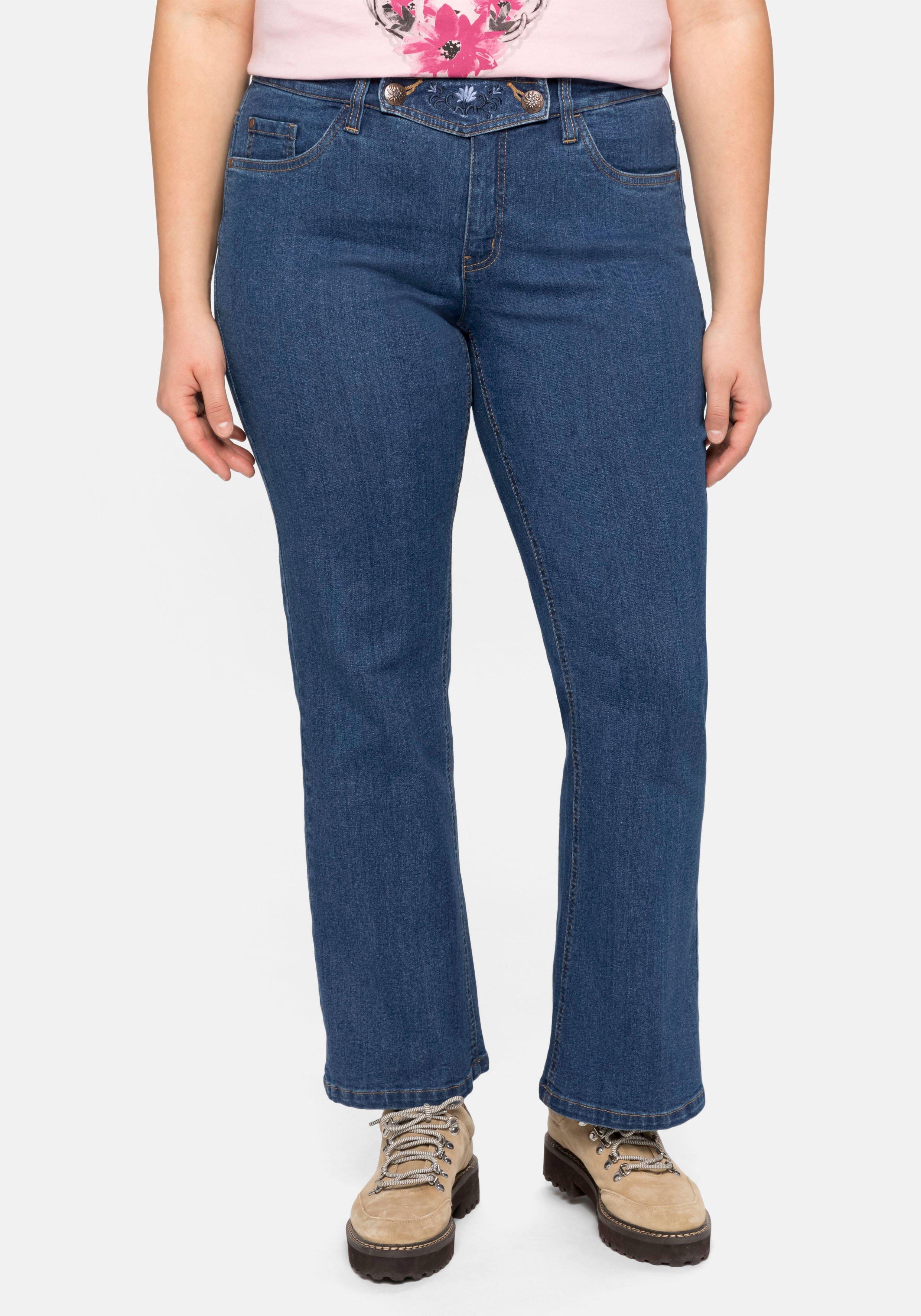 Bootcut Trachtenjeans abknöpfbarem | sheego blue - Denim Latz mit