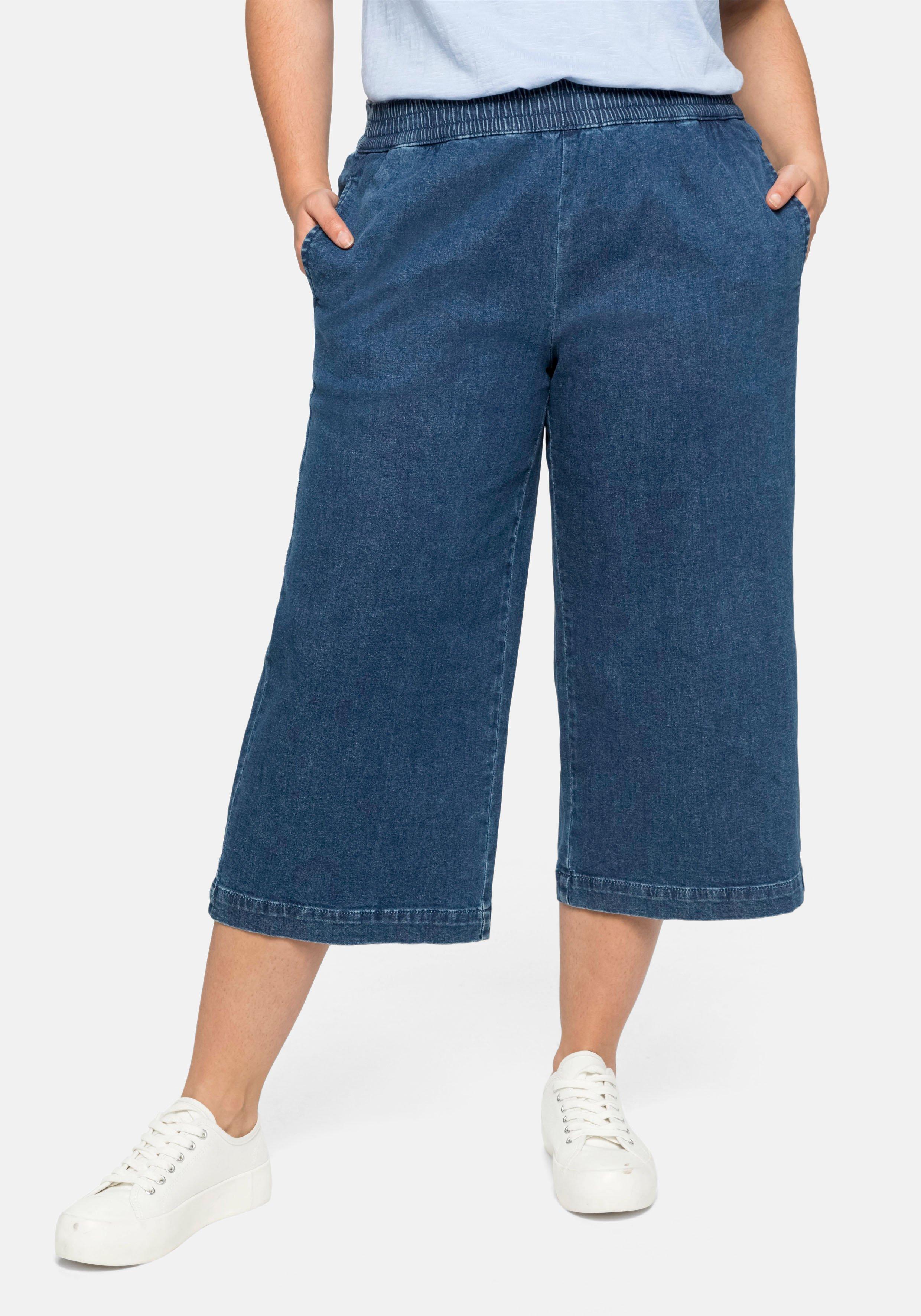 Jeans in 3/4-Länge, in weiter Beinform mit Schlupfbund - blue Denim | sheego