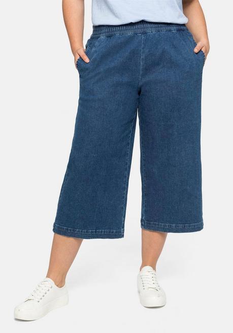 Jeans in 3/4-Länge, in weiter Beinform mit Schlupfbund - blue Denim - 40