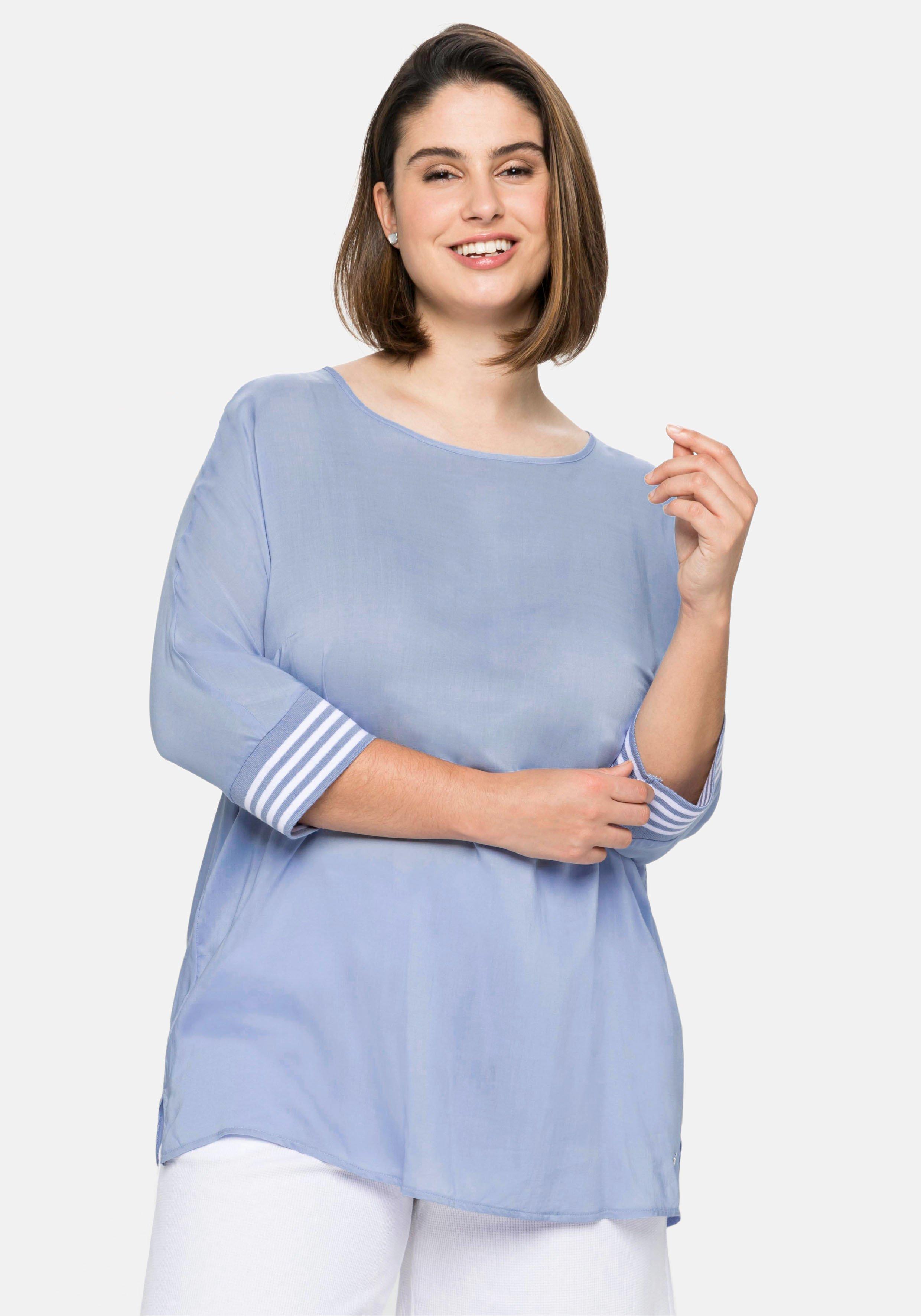 leicht mit - transparent sheego | mittelblau 3/4-Arm, Tunika