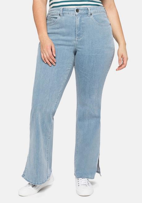 Bootcut-Jeans mit Schlitzen seitlich am Saum - light blue Denim - 40
