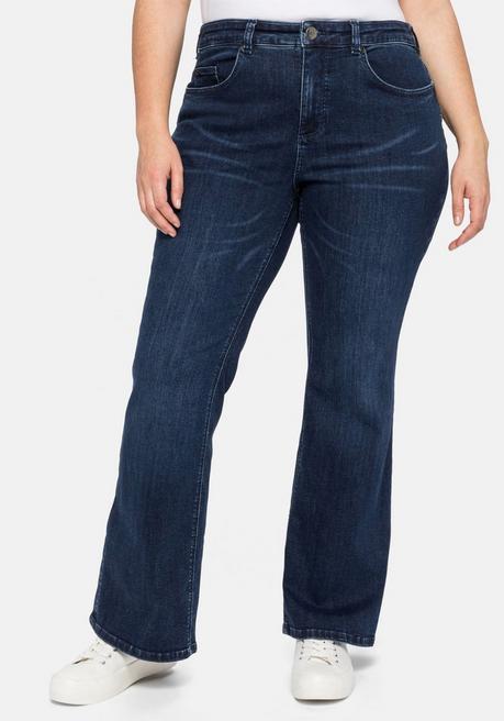 Bootcut-Jeans mit Schlitzen seitlich am Saum - dark blue Denim - 40