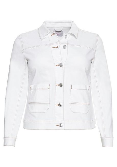 Jeansjacke mit Kontrastnähten, in verkürzter Form - white Denim | sheego