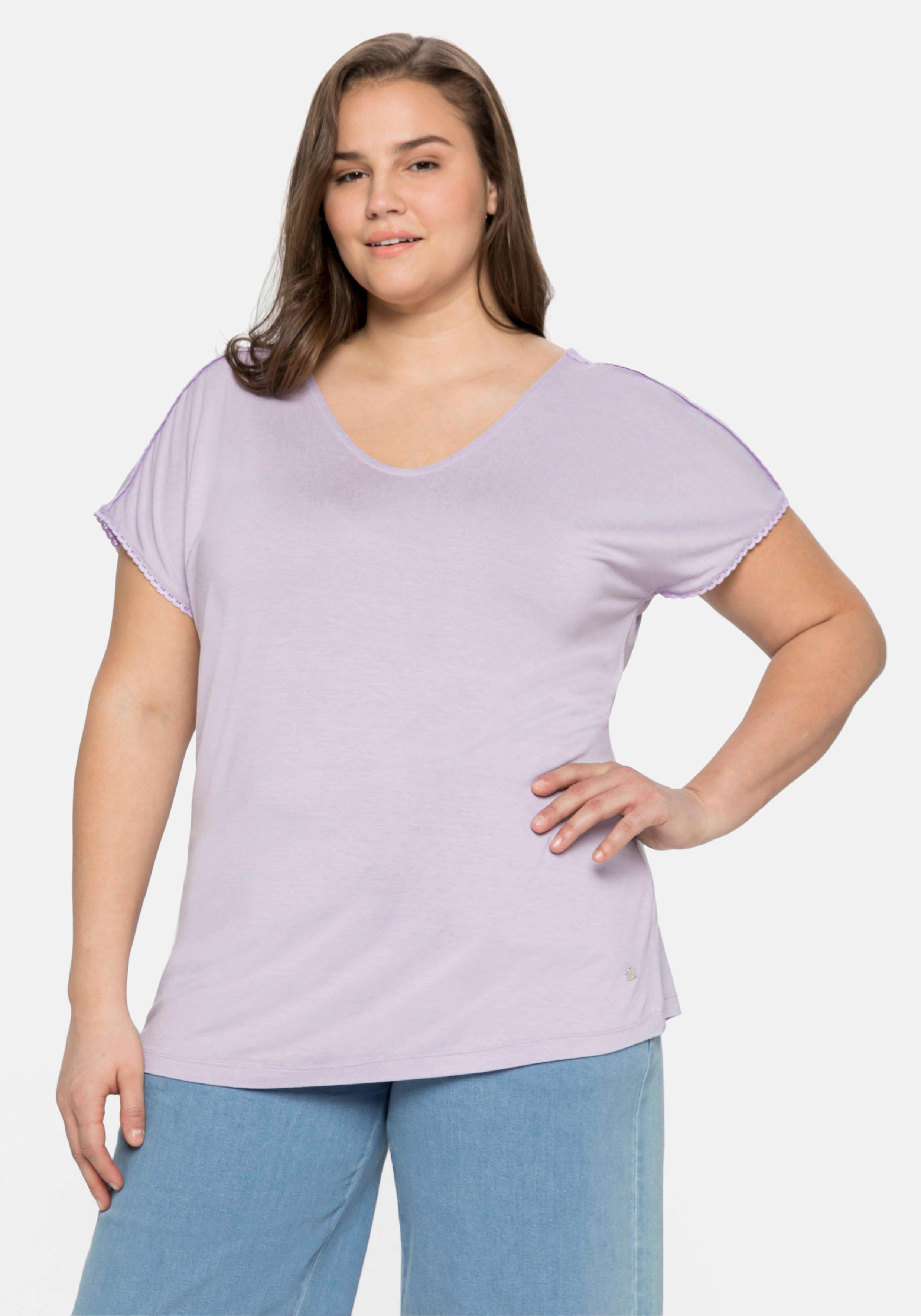Shirts & Tops große Größen lila › Größe 56 | sheego ♥ Plus Size Mode | Rundhalsshirts
