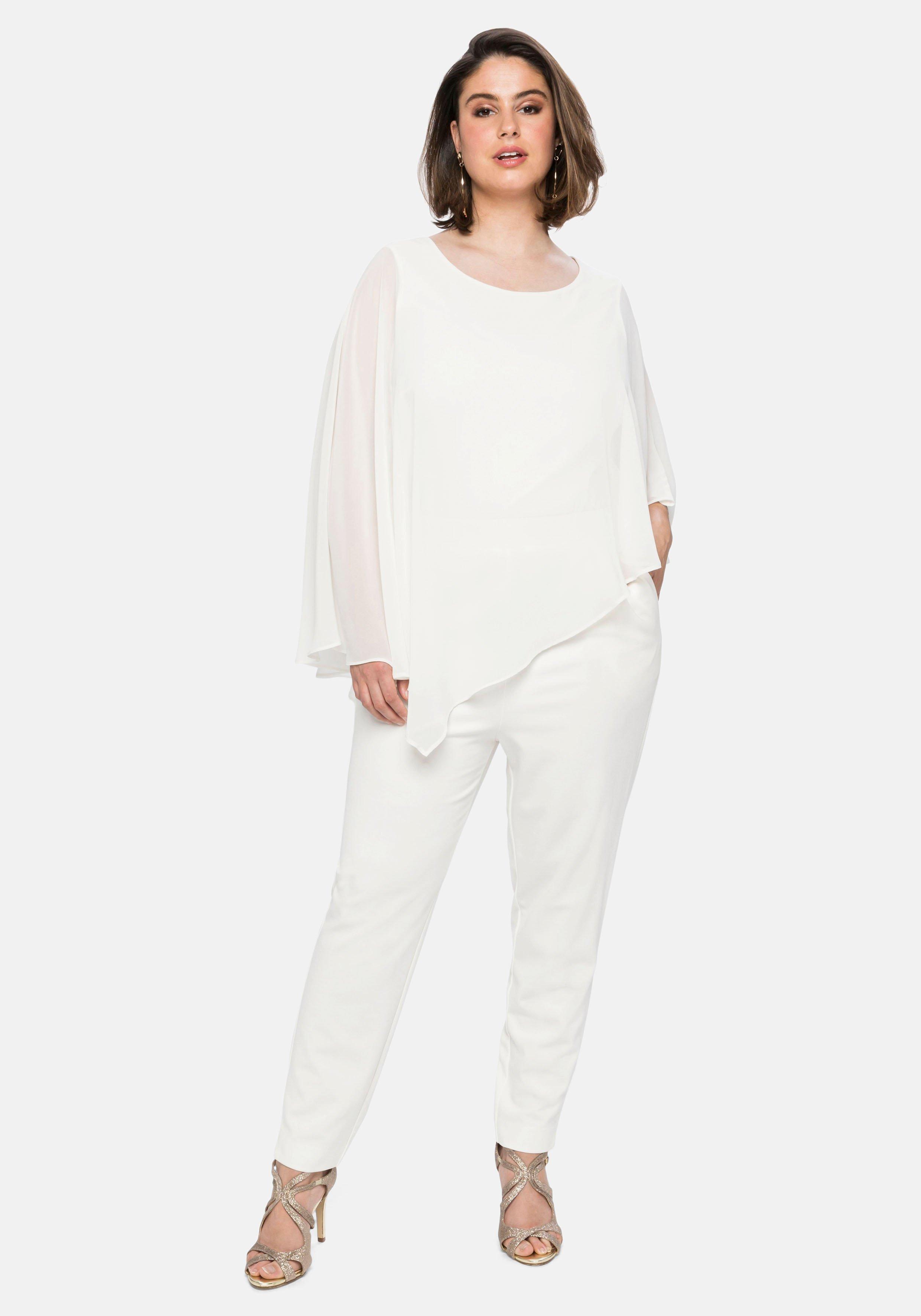 sheego Overall im Lagenlook, mit Fledermausärmeln - offwhite sheego