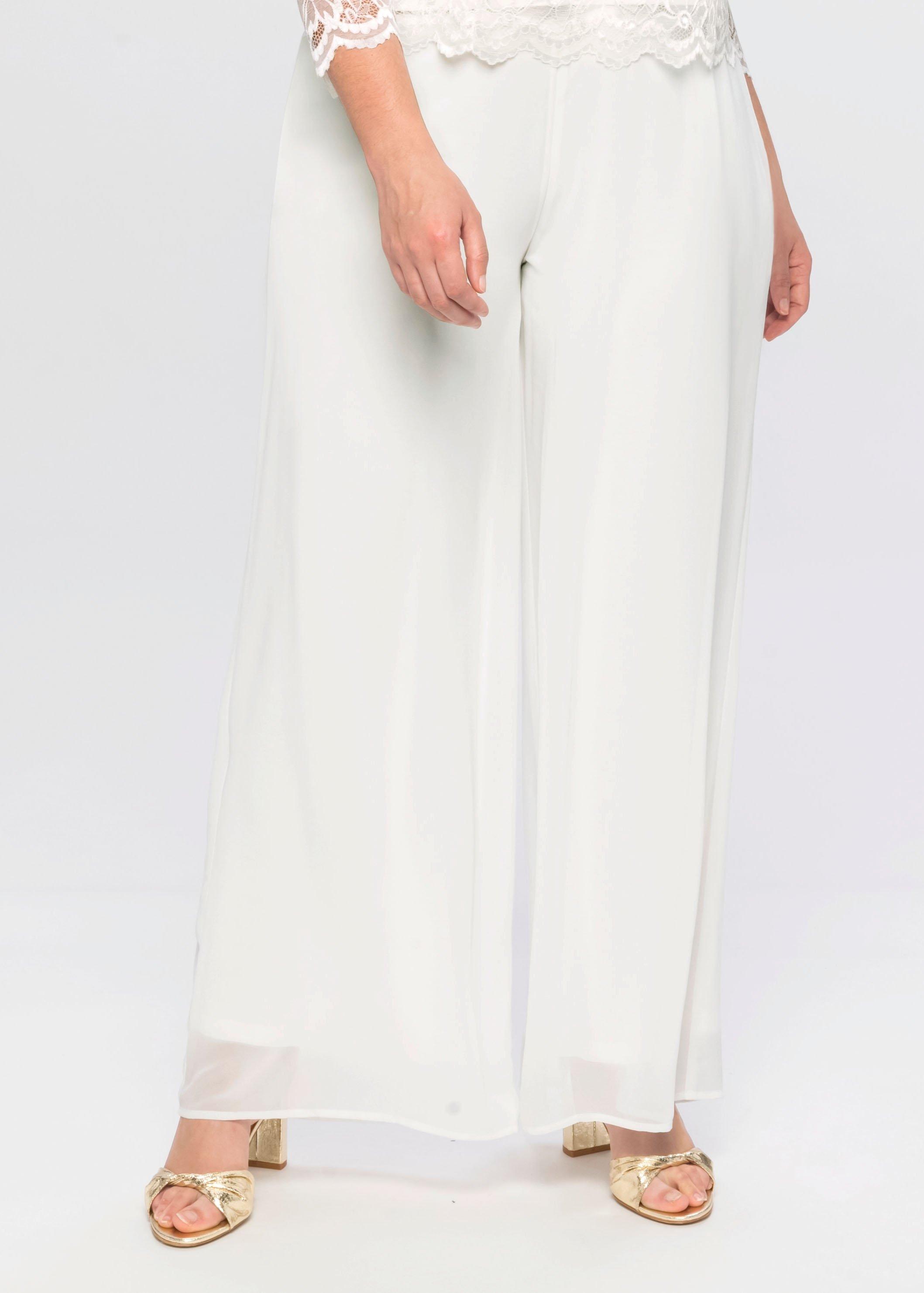 sheego Weite Chiffonhose im Lagenlook, gefüttert - offwhite sheego