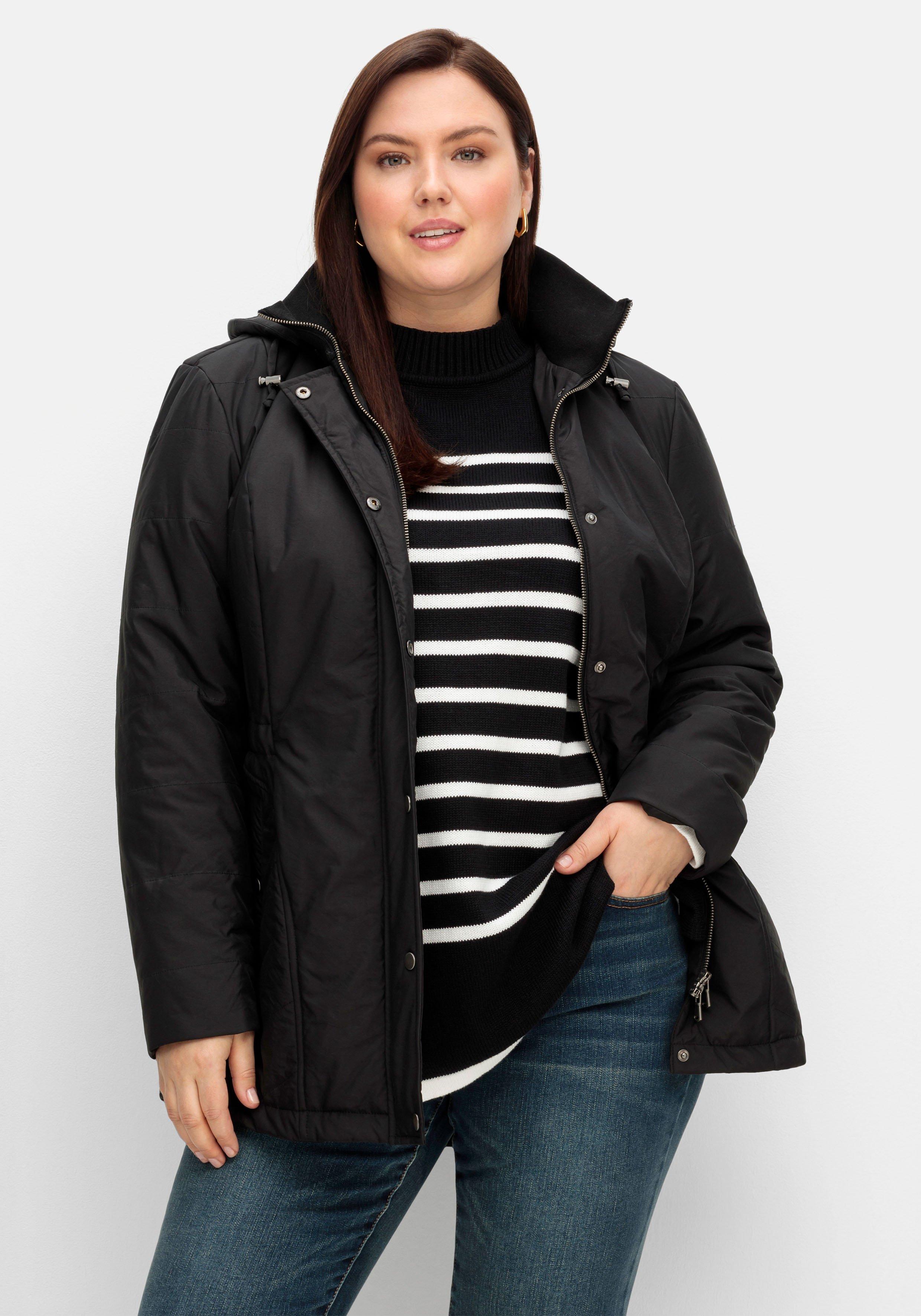 sheego Steppjacke mit abnehmbarer Kapuze - schwarz sheego