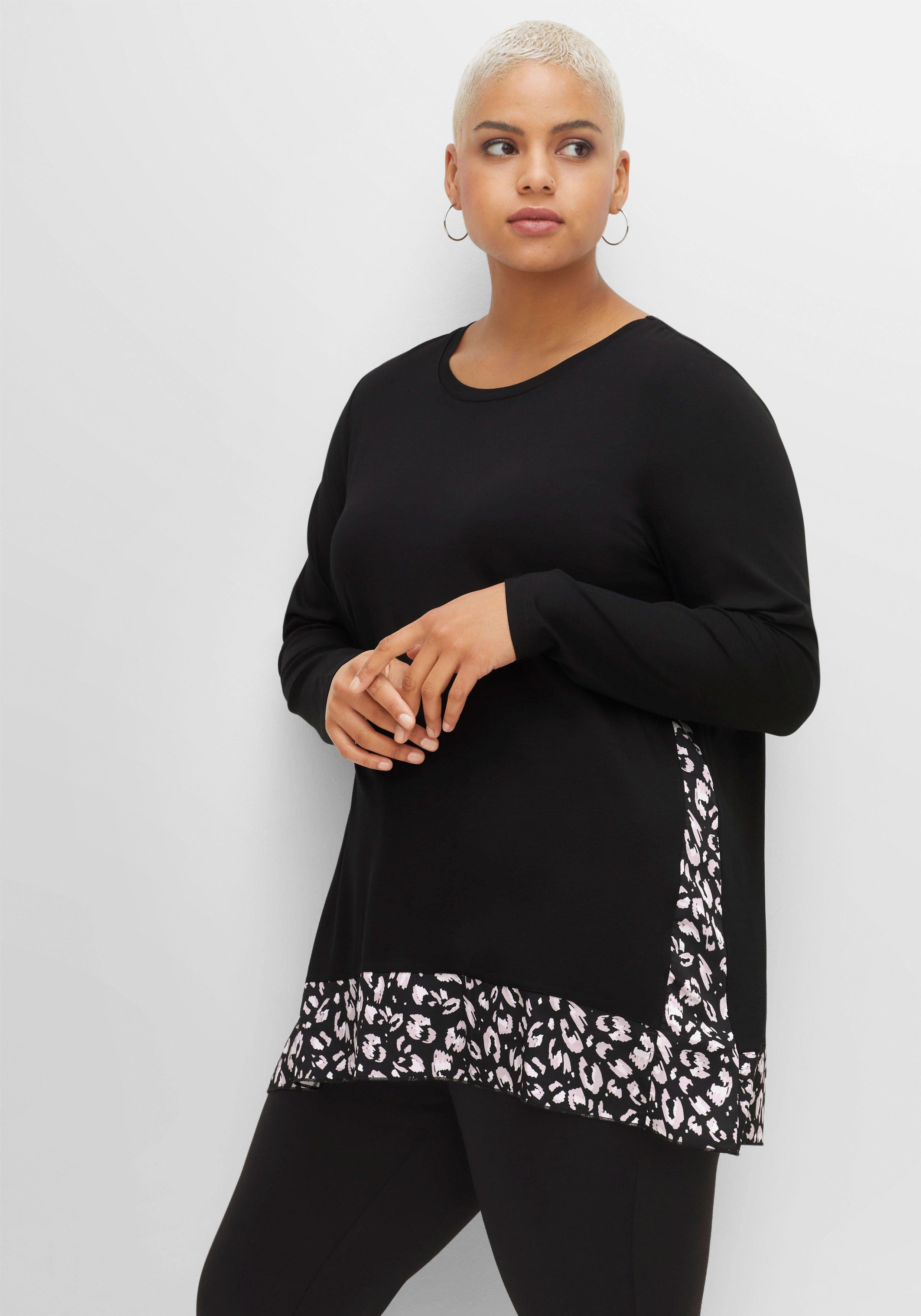 sheego by Joe Browns Longshirt mit floral bedruckten Einsätzen - schwarz sheego