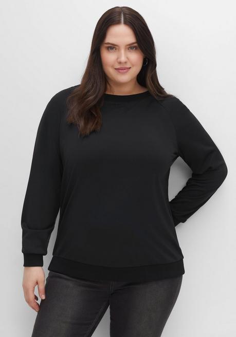Sweatshirt mit U-Boot-Ausschnitt, in leichter Qualität - schwarz - 40/42