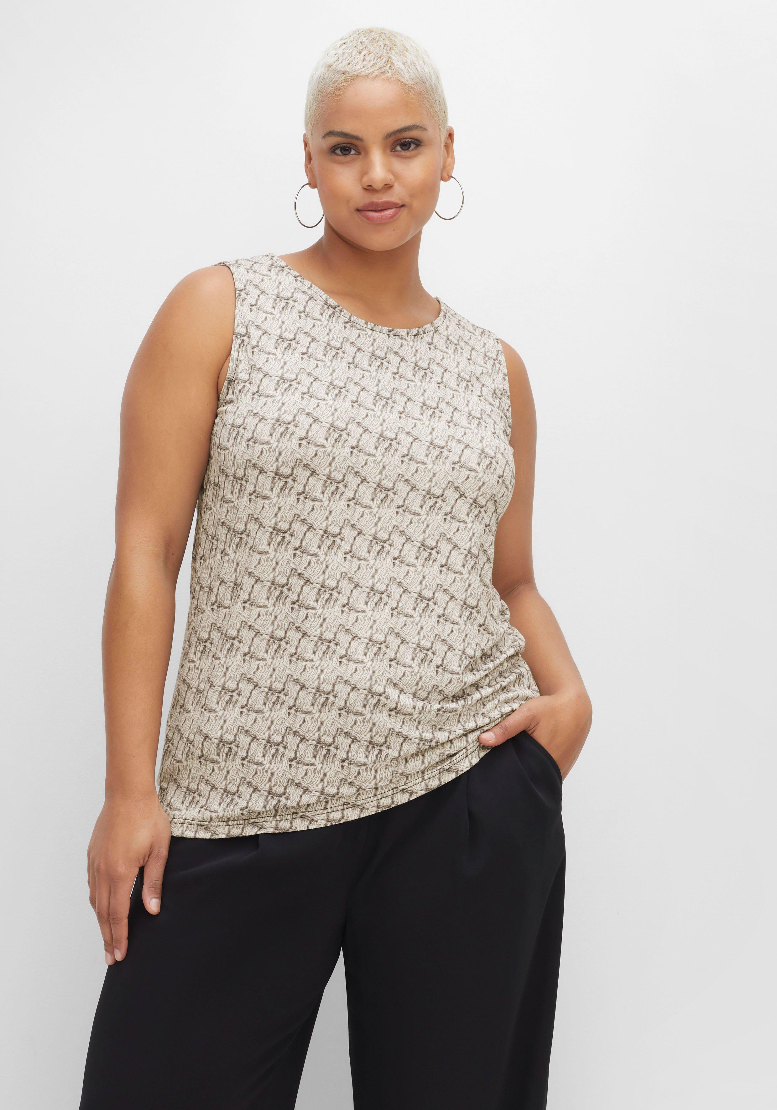 sheego Tanktop mit Alloverdruck und Seitenschlitzen - ecru bedruckt sheego