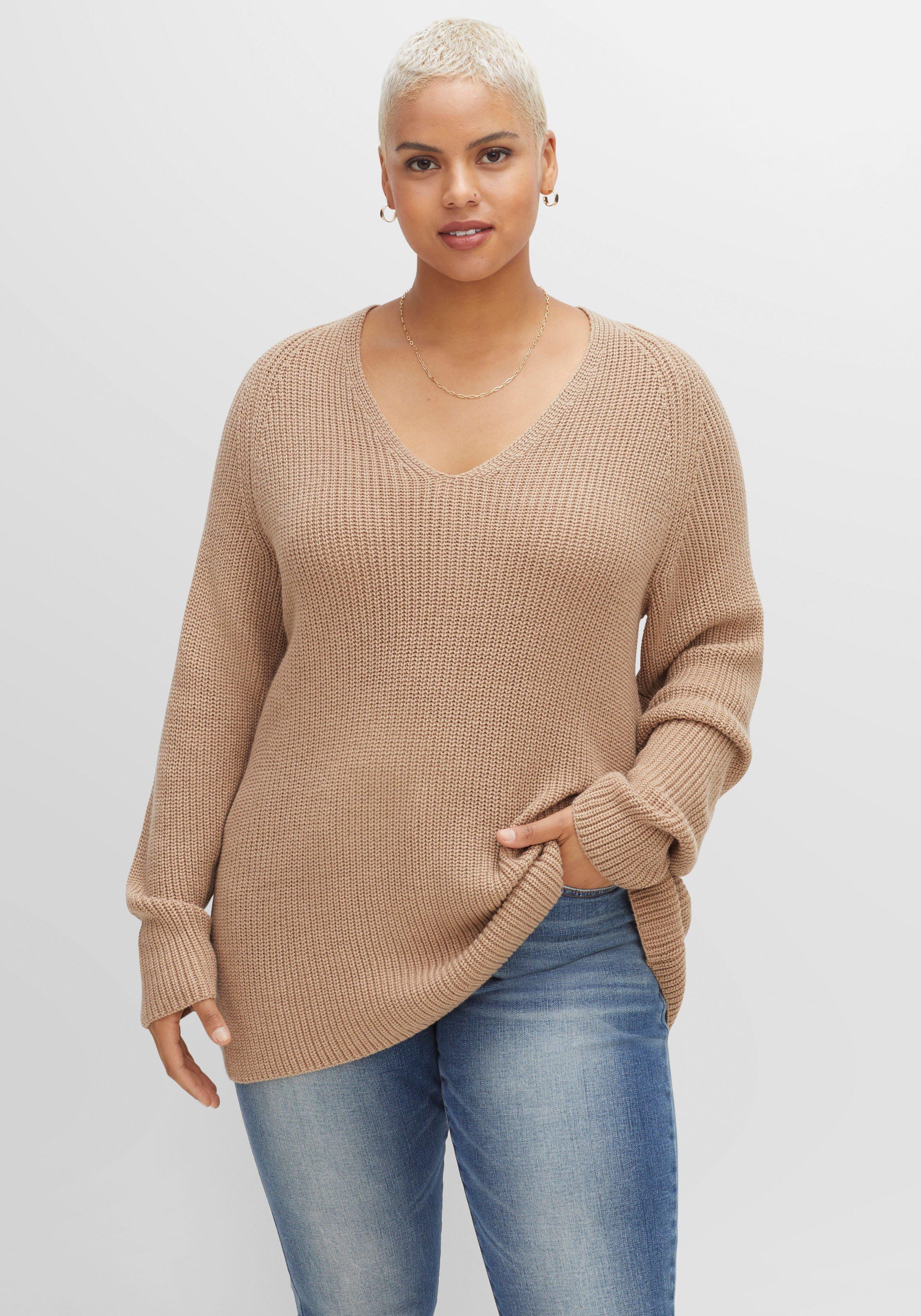 sheego Pullover mit Kaschmir, in leichter A-Linie - cappuccino meliert sheego