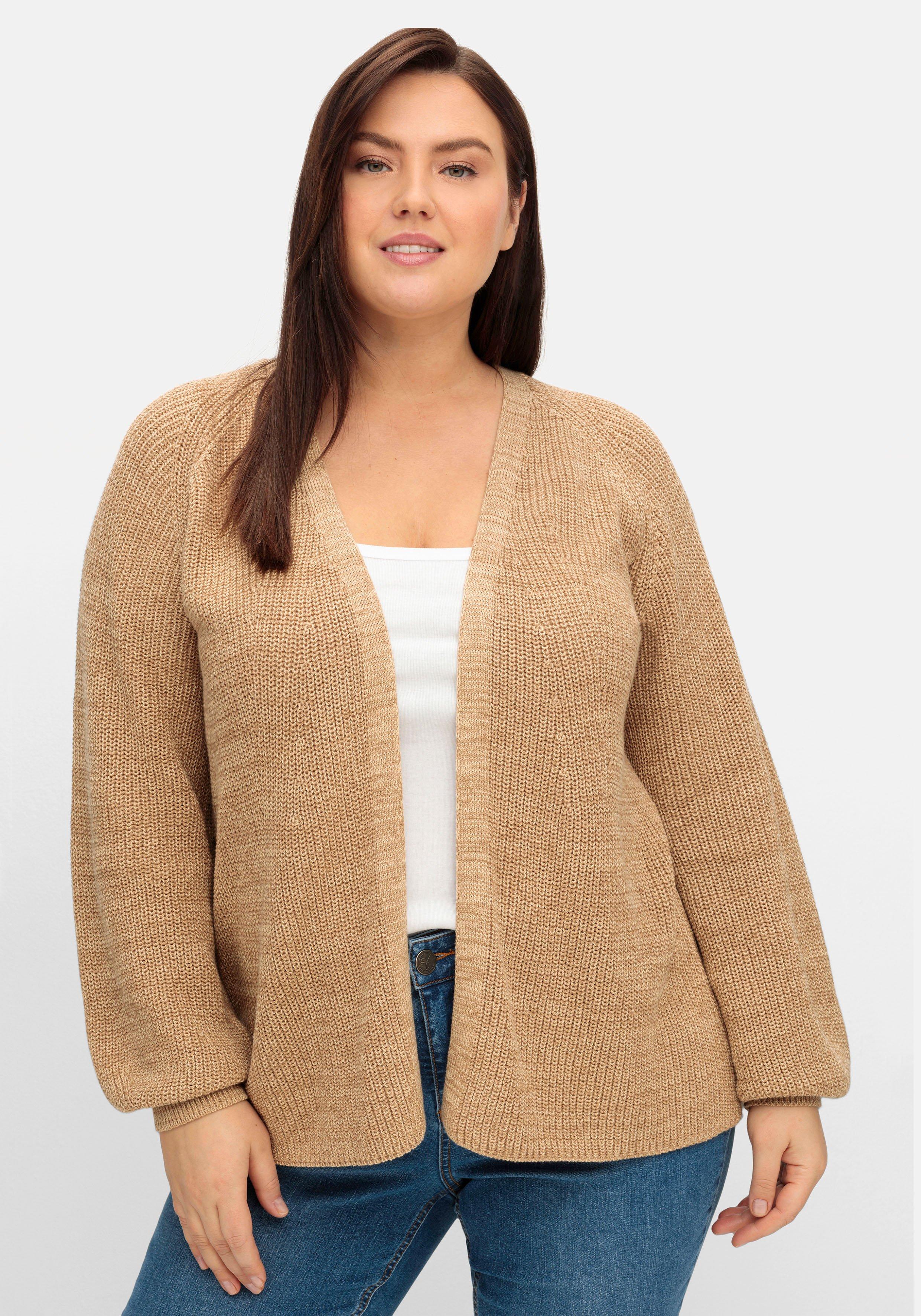 Damen Pullover › braun Größe sheego Strickjacken | & ♥ Mode große Size Größen 46 Plus