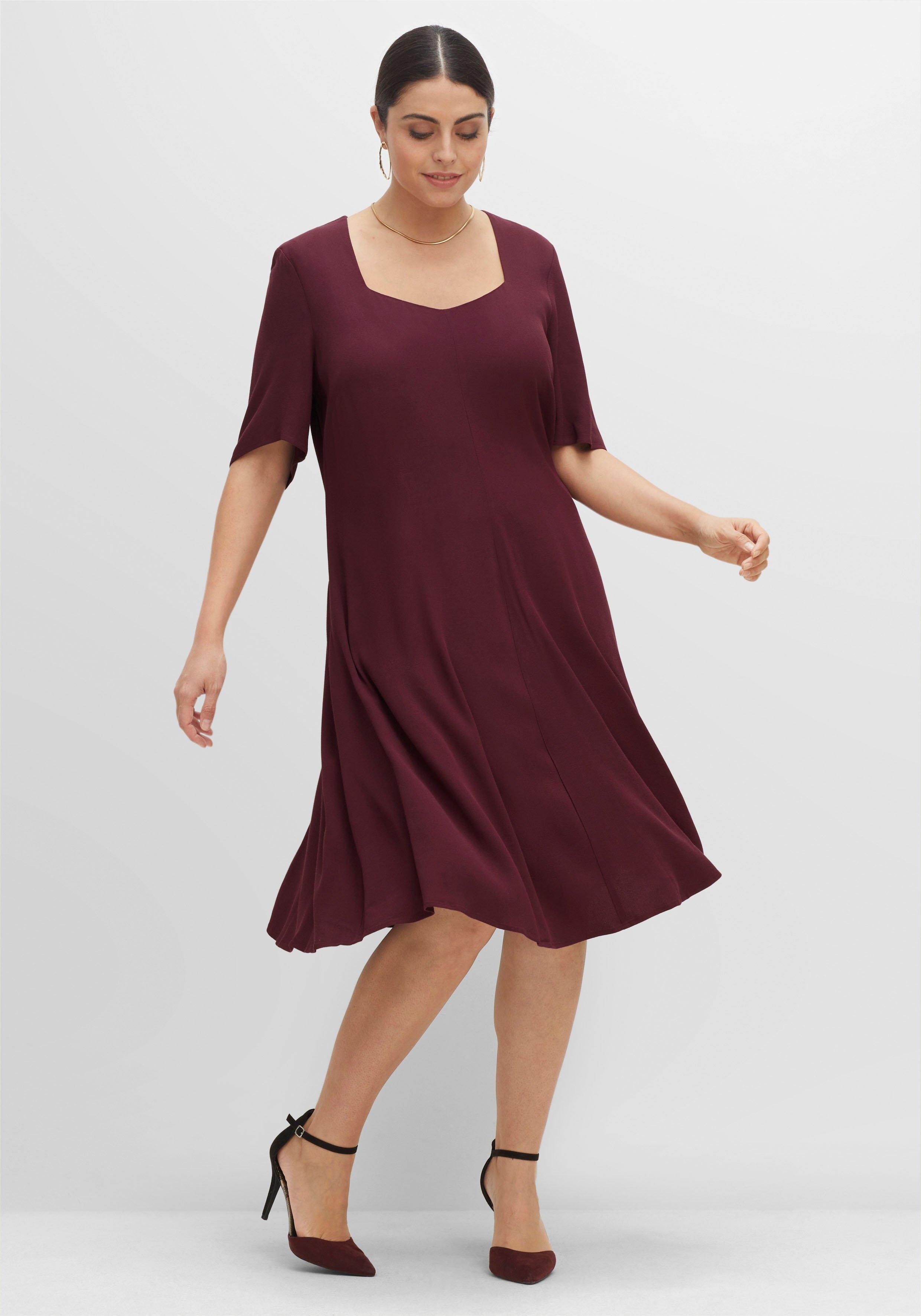 sheego Cocktailkleid aus Georgette, mit Unterkleid - aubergine sheego