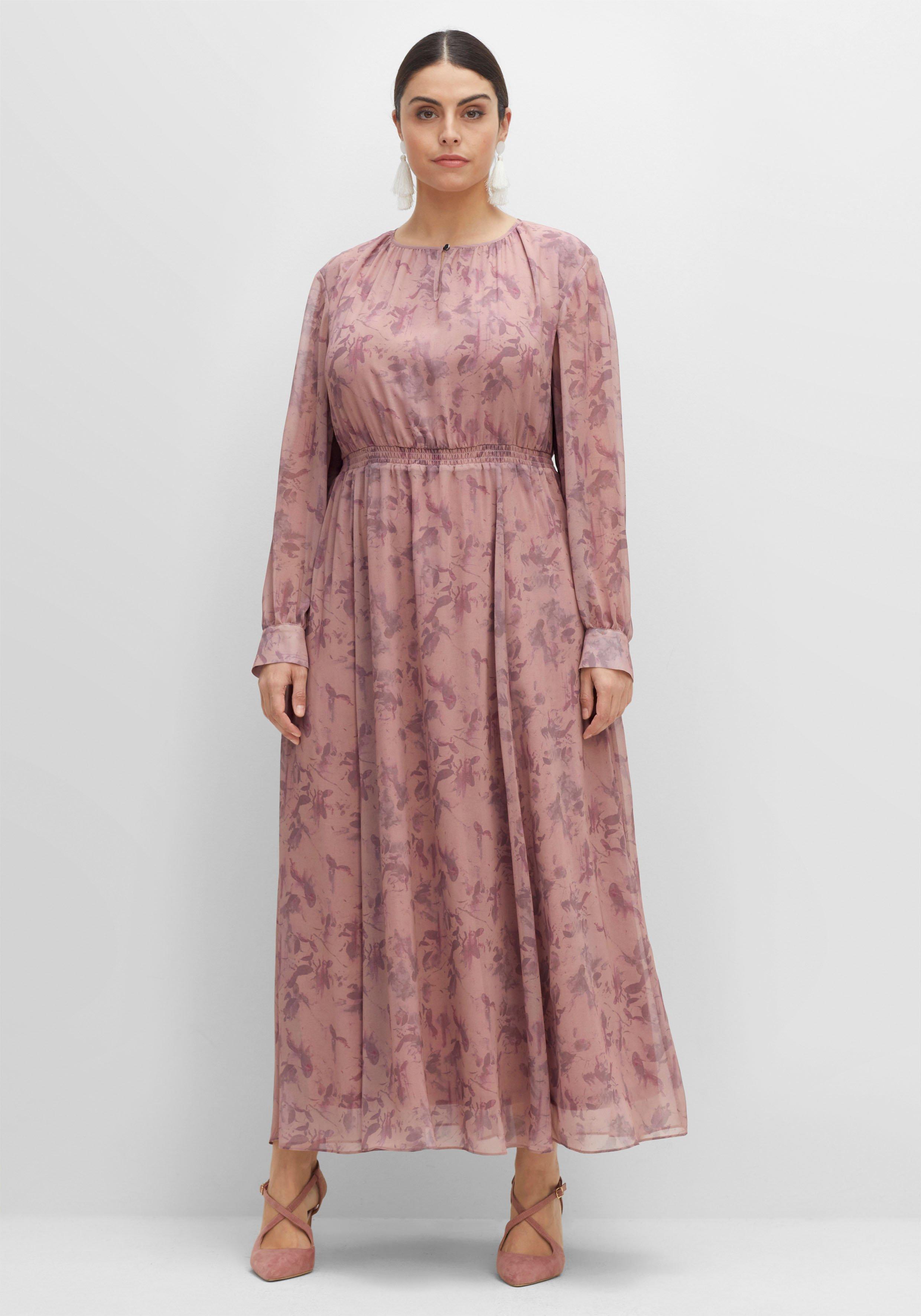 | gemustert in rosé - sheego Alloverprint mit Chiffonkleid Maxilänge,