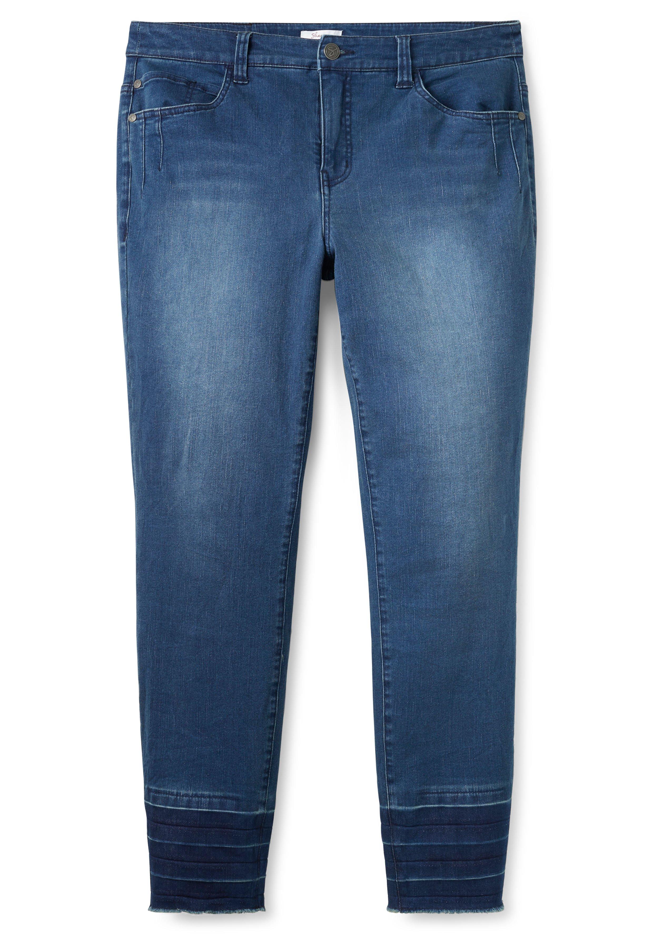 sheego extrahohen Paperbag-Schnitt - Jeans Gerade im light Denim blue |