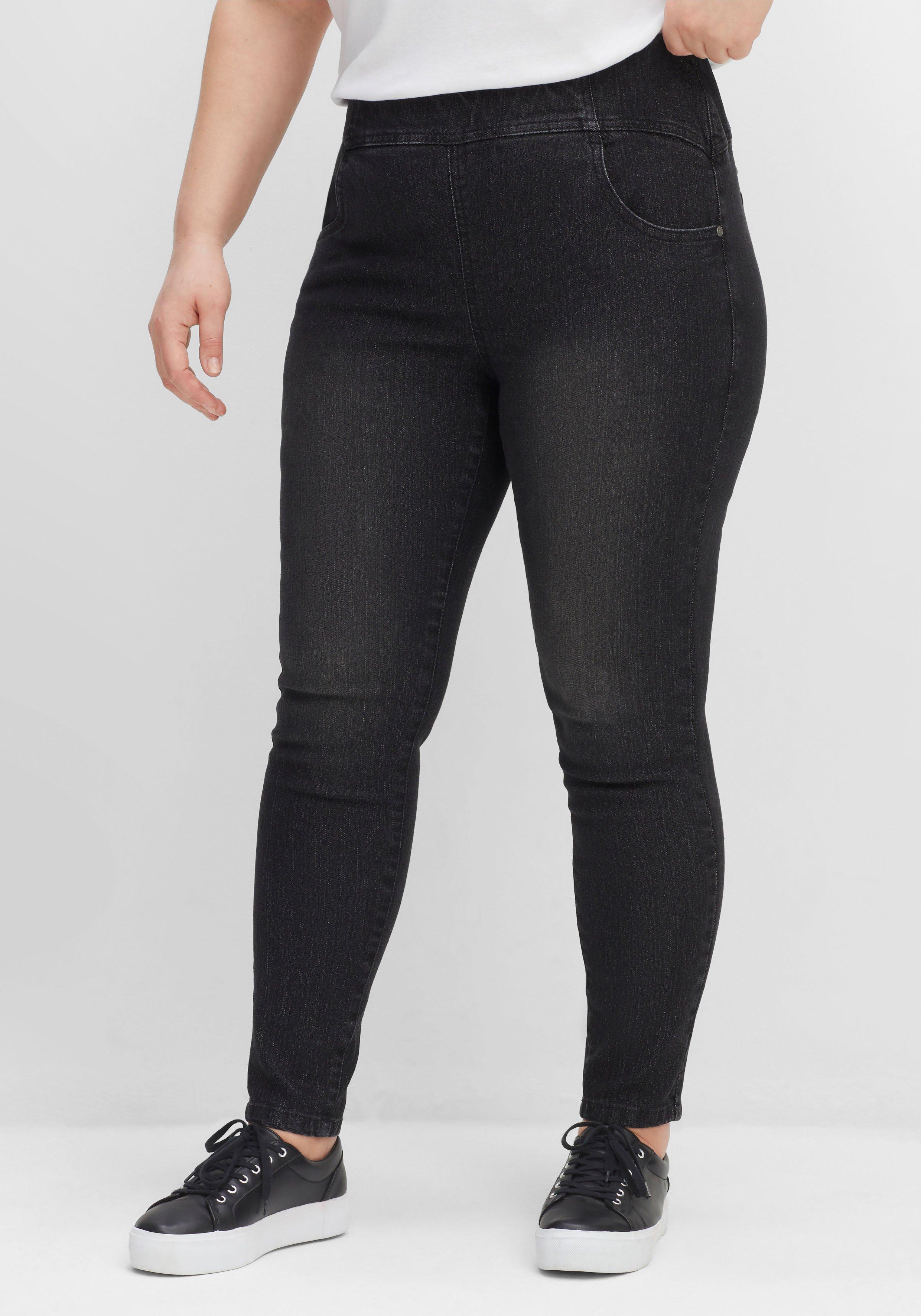 sheego Jeggings mit breitem Gummibund - black Denim sheego