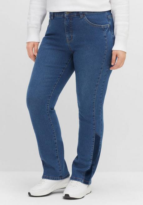 Gerade Jeans mit Kontrastdetails an Bein und Taschen - blue Denim - 40