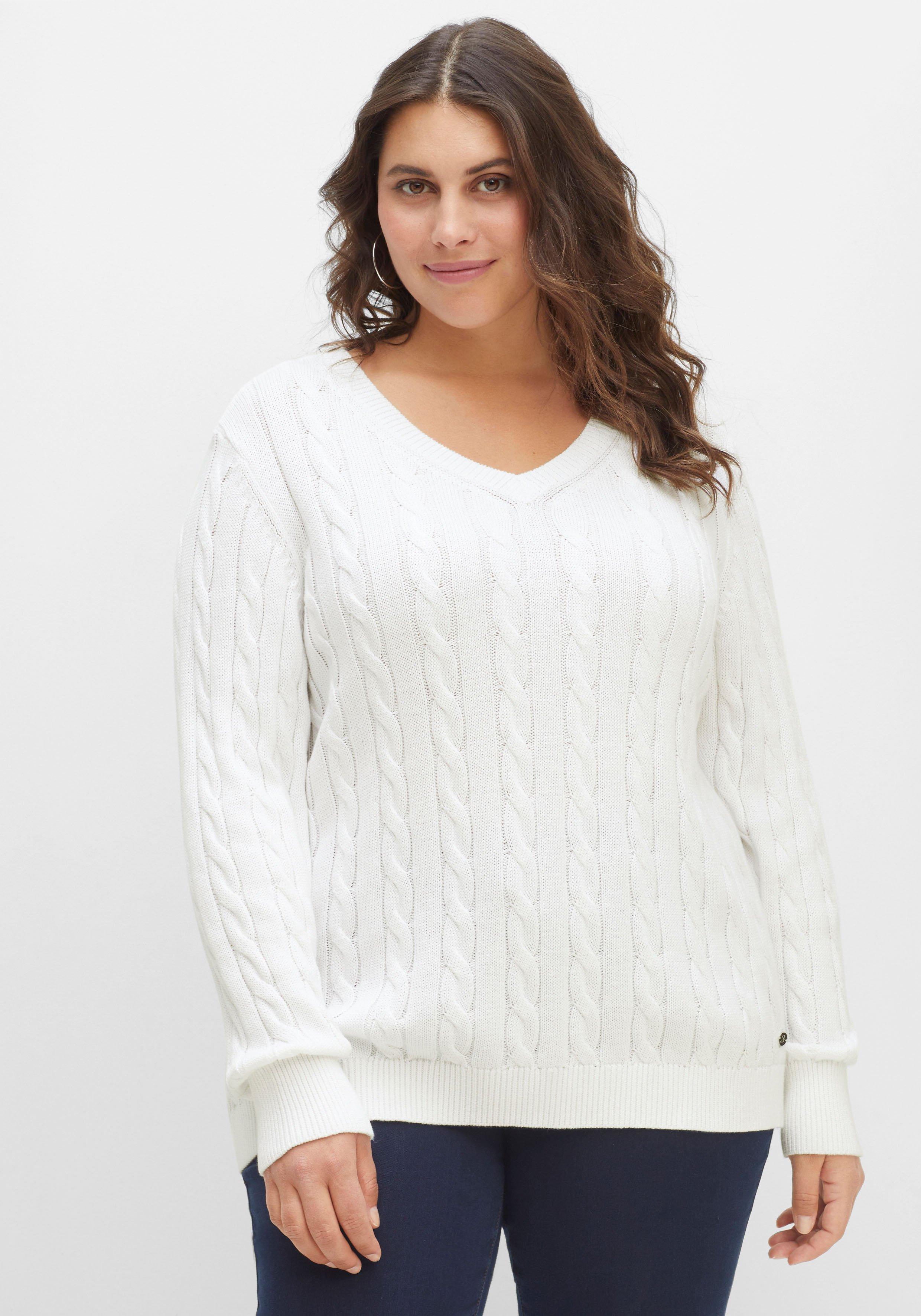 Größen Size | Strickjacken Plus Pullover sheego Damen ♥ weiß & große Mode