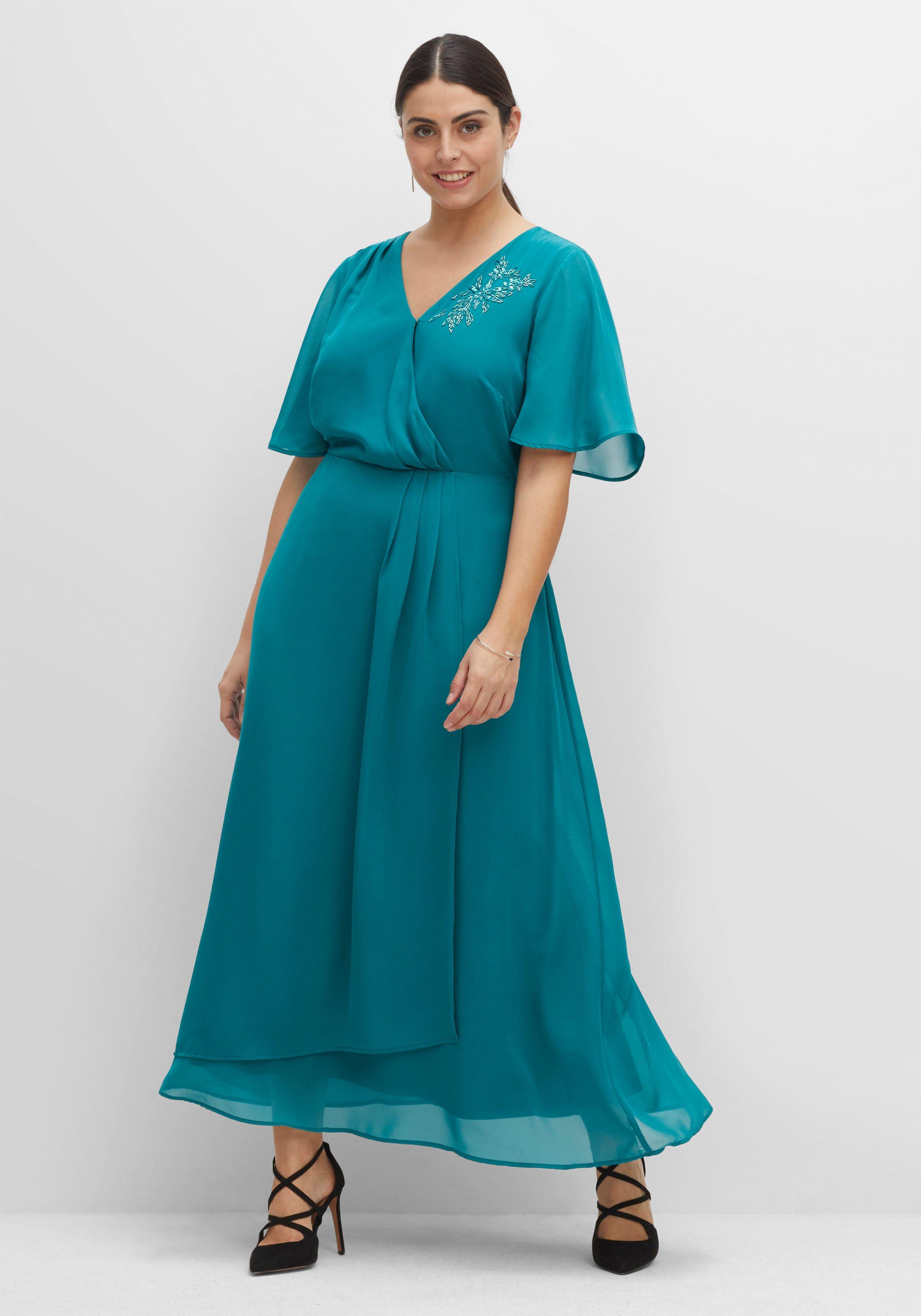 Abendkleid in aus - smaragd sheego Wickeloptik, | Chiffon