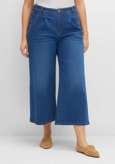 Jeans-Culotte mit Bundfalten - blue Denim - 40