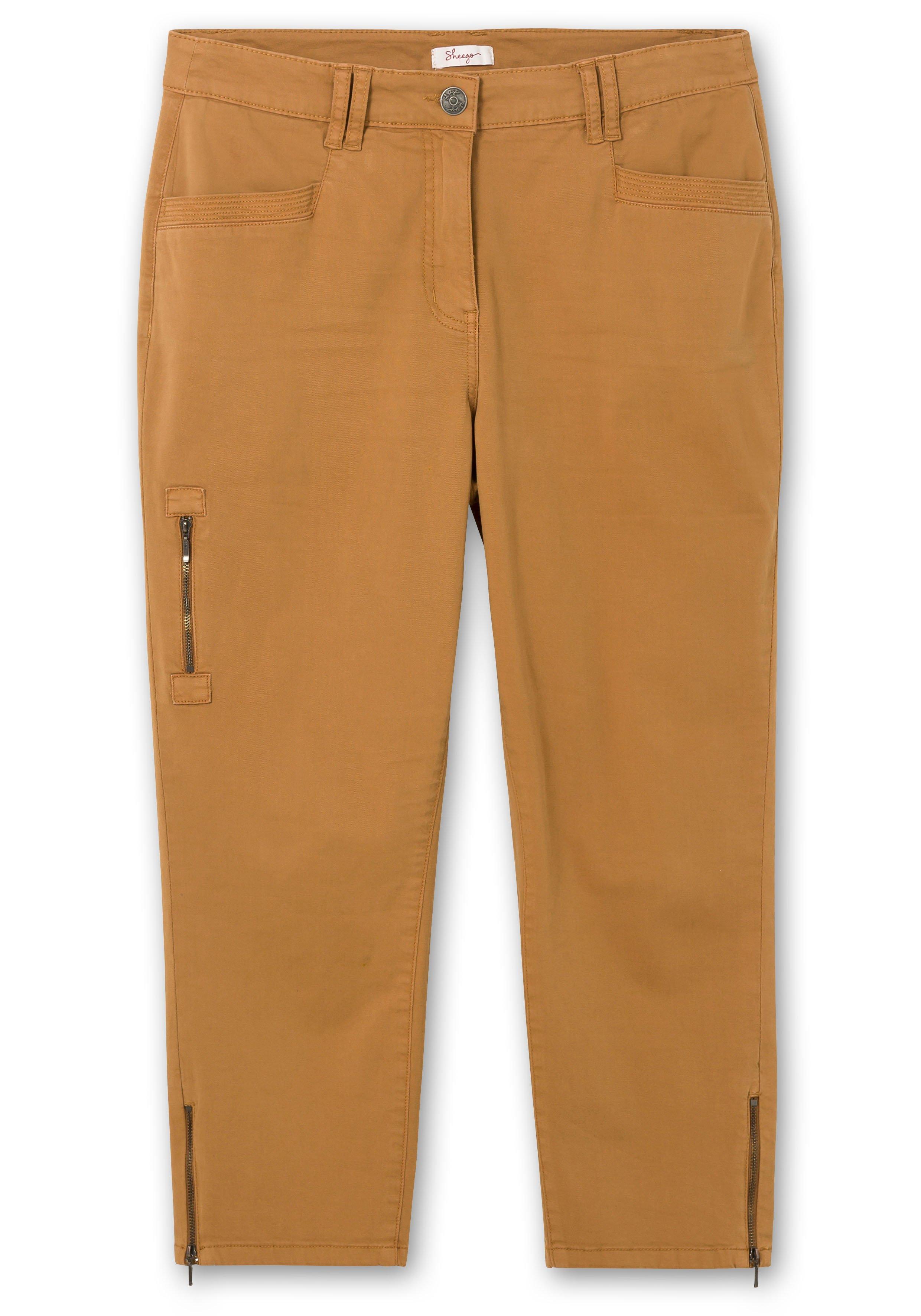 Schmale Twill-Hose in 7/8-Länge, mit Zipper-Details - schwarz | sheego