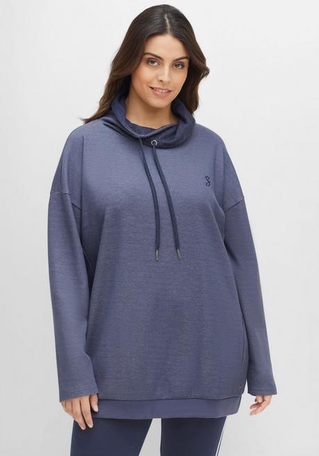 Relax-Sweatshirt mit Schalkragen und Anti-Pilling - marine-blau - 40/42
