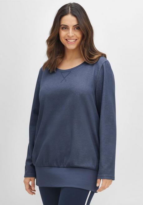 Relax-Sweatshirt in Double-Face-Optik, mit breitem Bund - marine-blau - 40/42