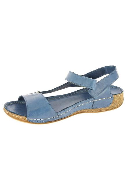 Sandalen mit Metallapplikation, aus Leder - jeansblau - 40