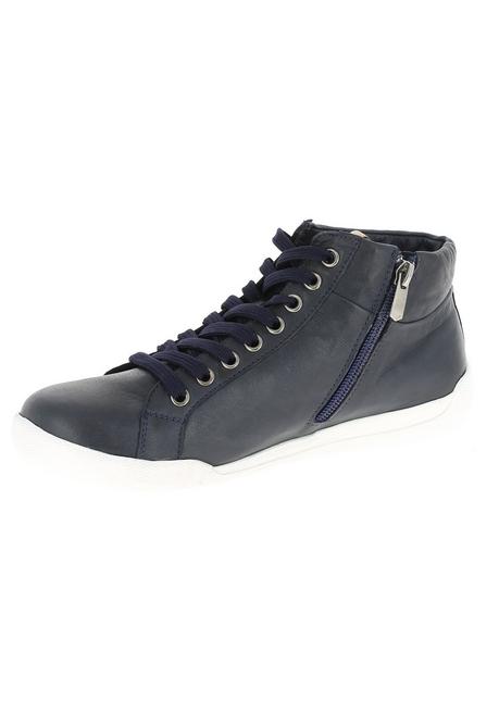 Sneaker aus Leder, mit Schnürung und Innenzipper - dunkelblau - 40