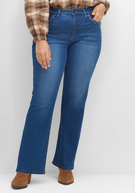 Bootcut Jeans mit geflochtenen Taschen-Details - blue Denim - 40