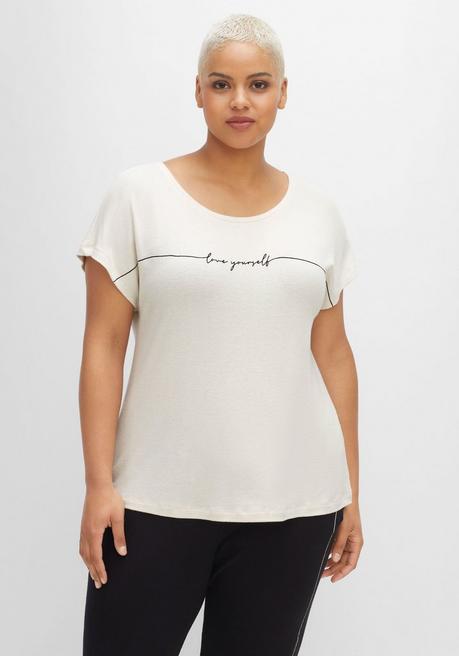 Oversized-Shirt in Feinstrick-Optik, mit Schriftzug - offwhite - 40/42