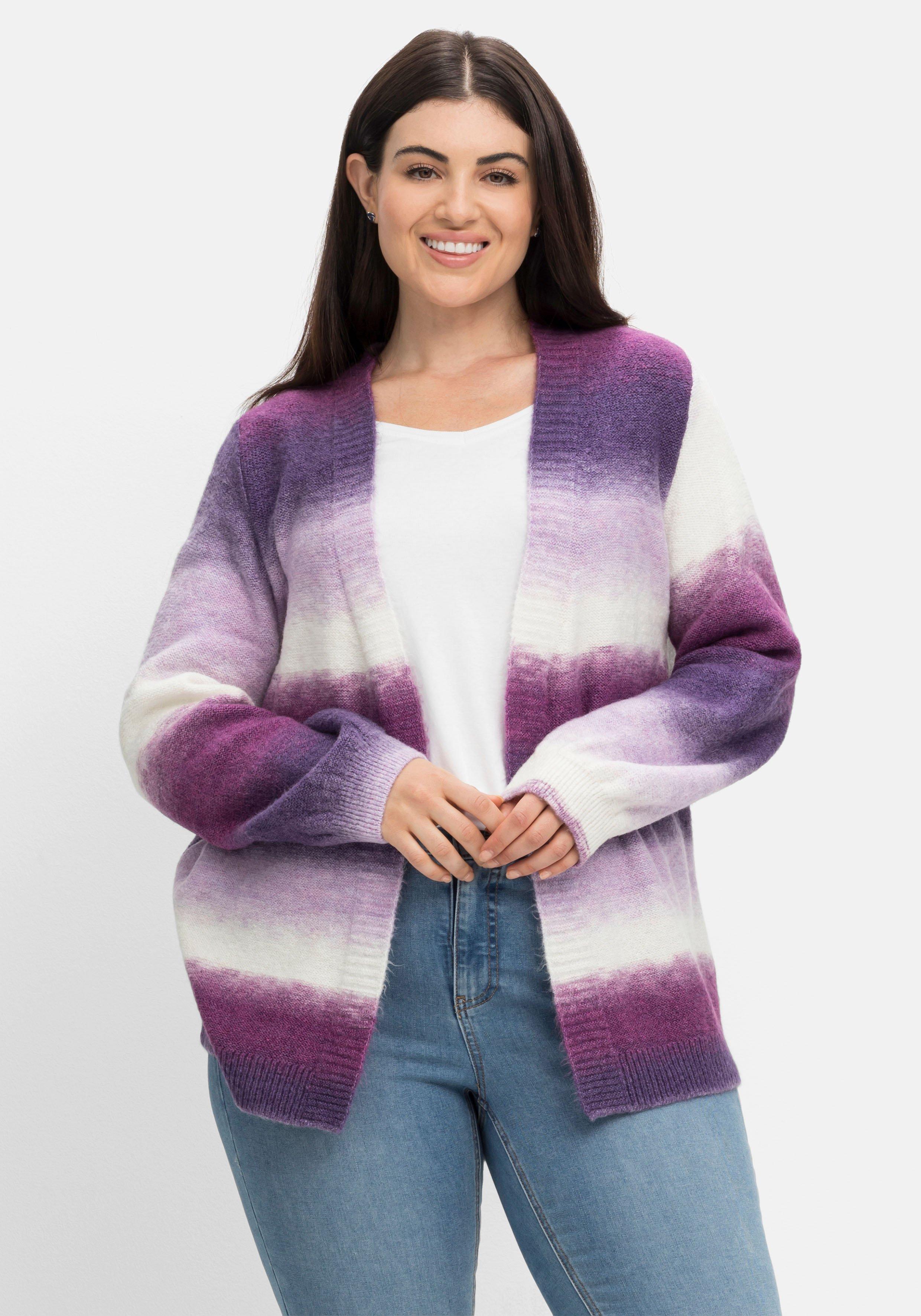 Strickjacke mit Farbverlauf in Batik-Optik - lavendel gemustert | sheego