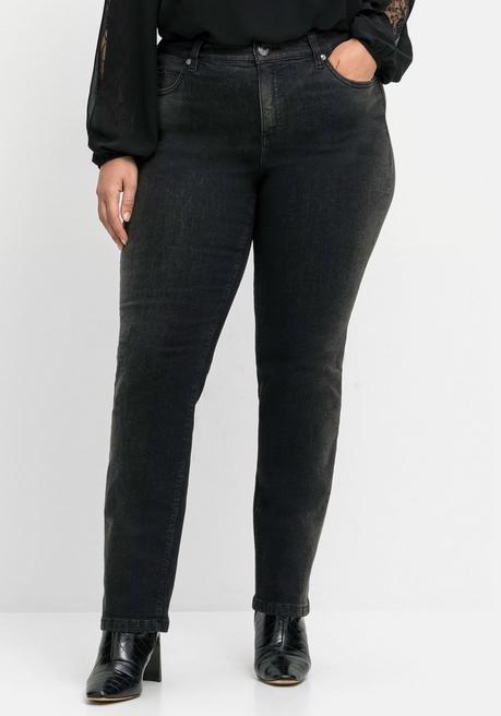 Gerade Jeans mit Wascheffekten - black Denim - 40