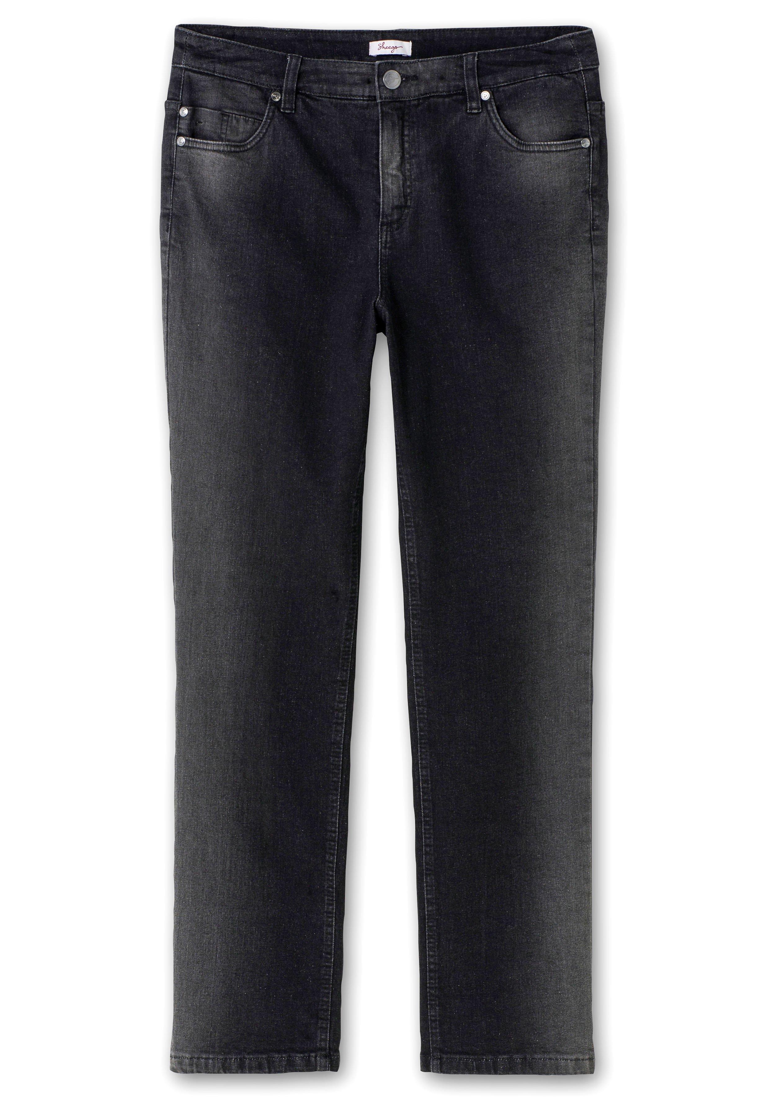 Stretch-Jeans, dark Gerade sehr Denim | bei kräftigen sheego - Beinen blue
