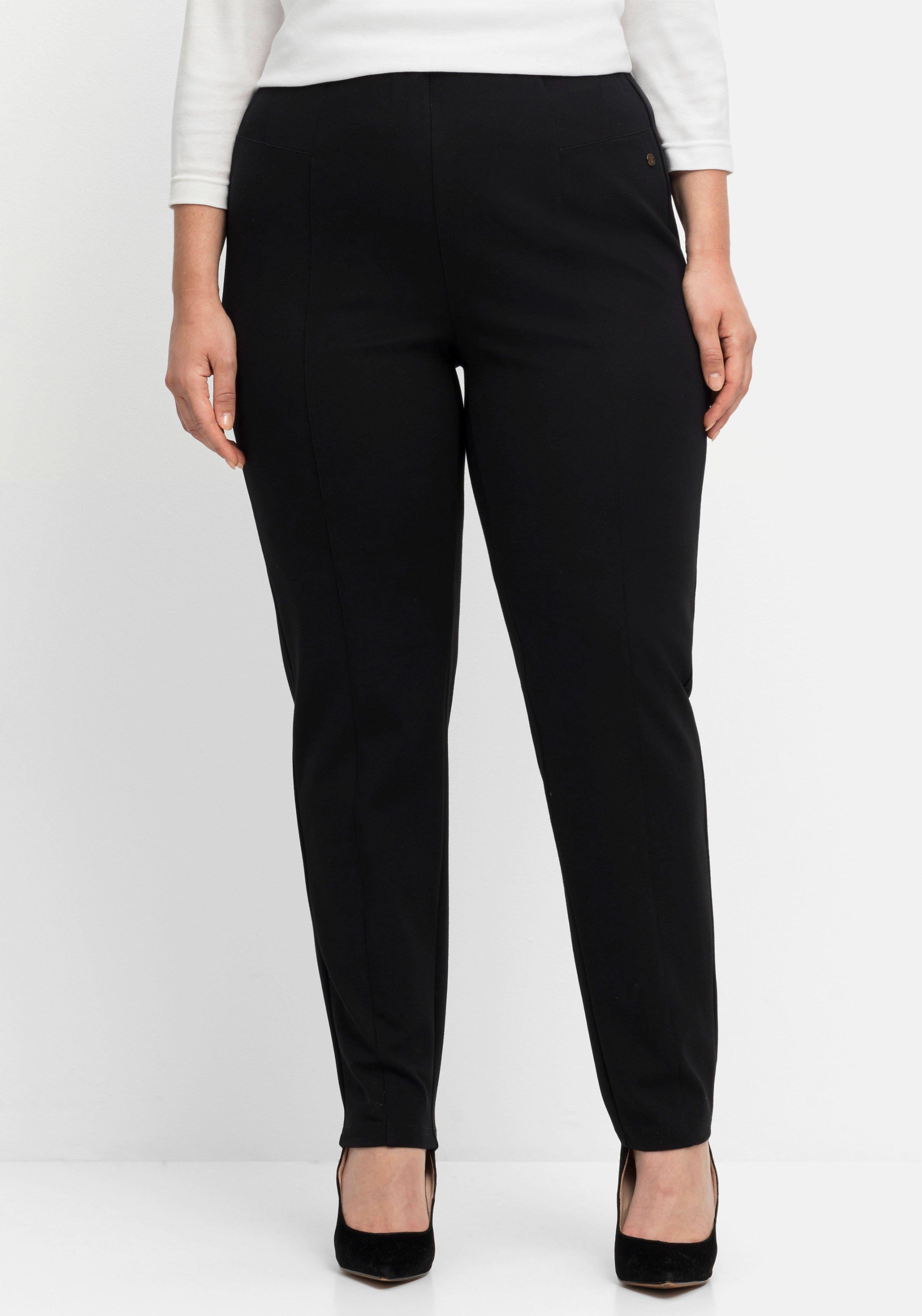 | in mit dekorativem - Longform Shirtjacke sheego schwarz Gürtel