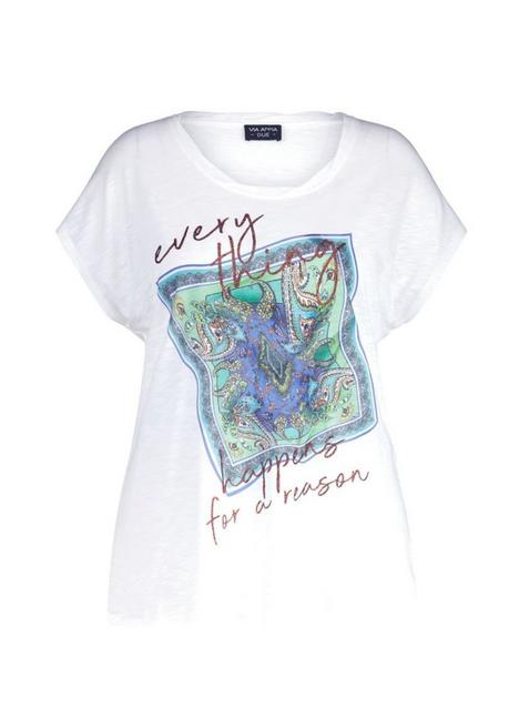 T-Shirt sheego - tailliert mit | mint Glitzer-Frontprint, leicht
