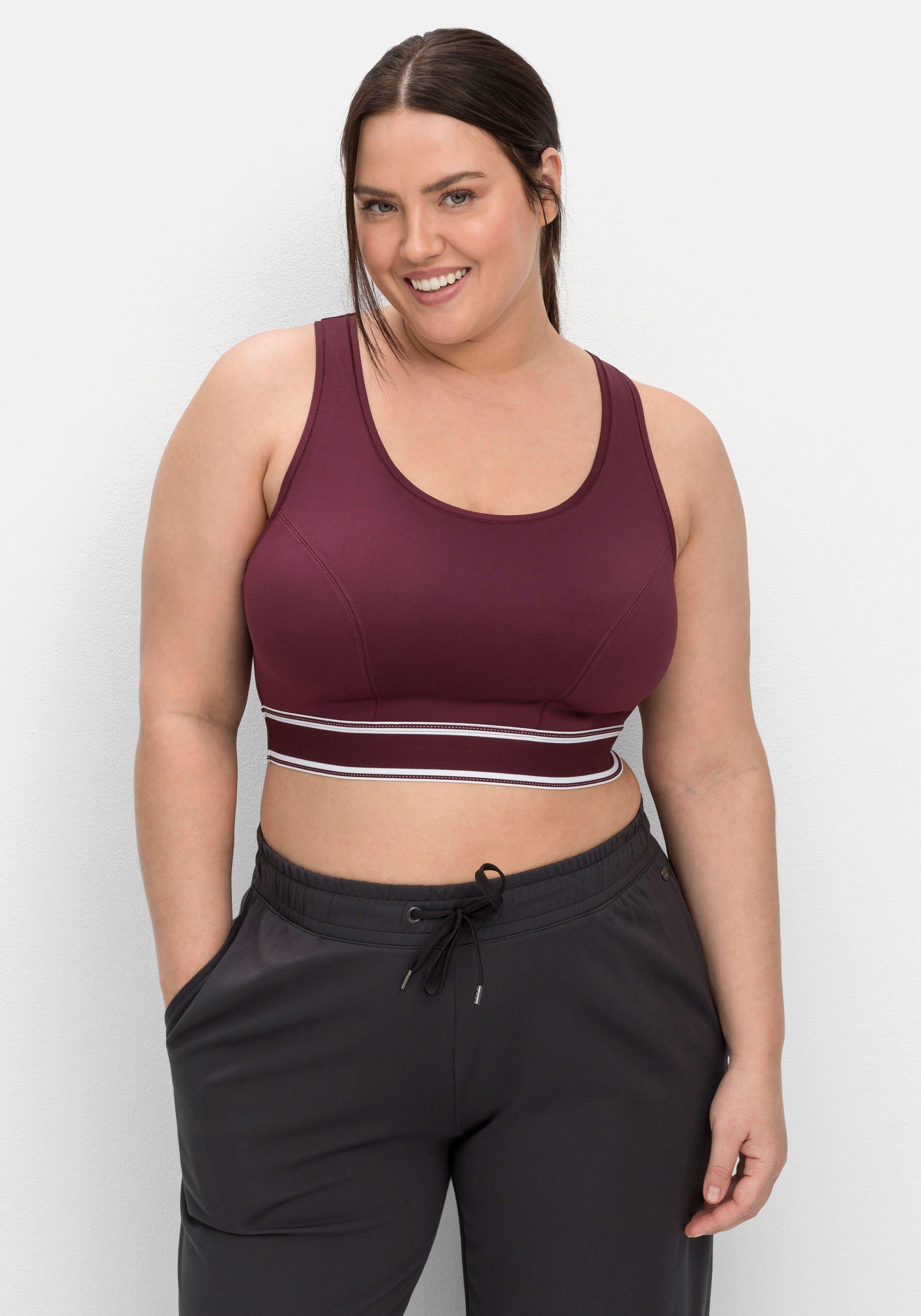 sheego Sport-BH aus COOLMAX®, in Bustier-Form - aubergine sheego